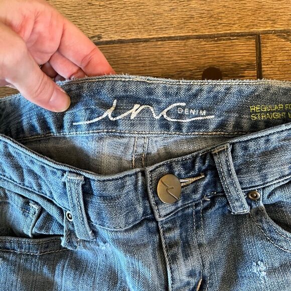 Inc Denim Women's Straight Leg Jeans 2 Regular Fit Lace Distressed Light Wash - Picture 5 of 7